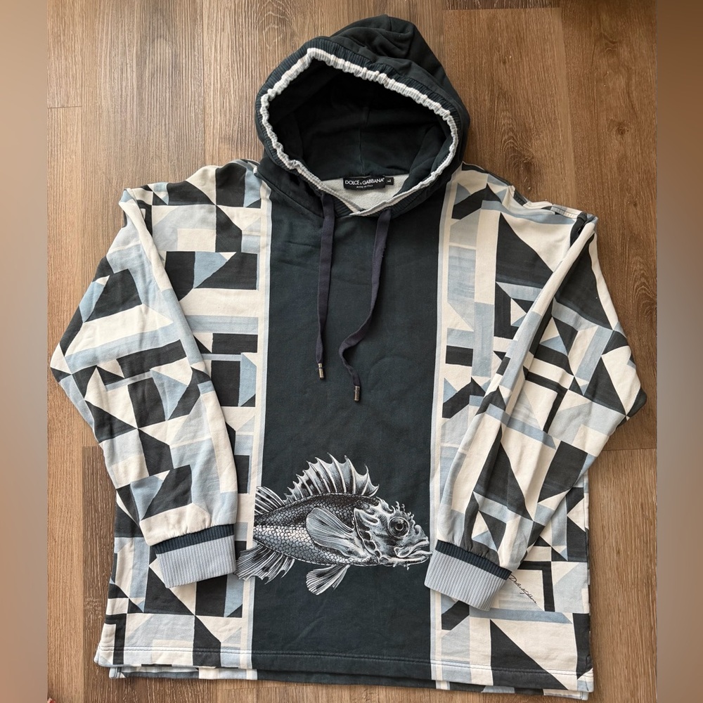 Dolce & Gabbana Geometric Print Hoodie  Sz Large G9SI5T